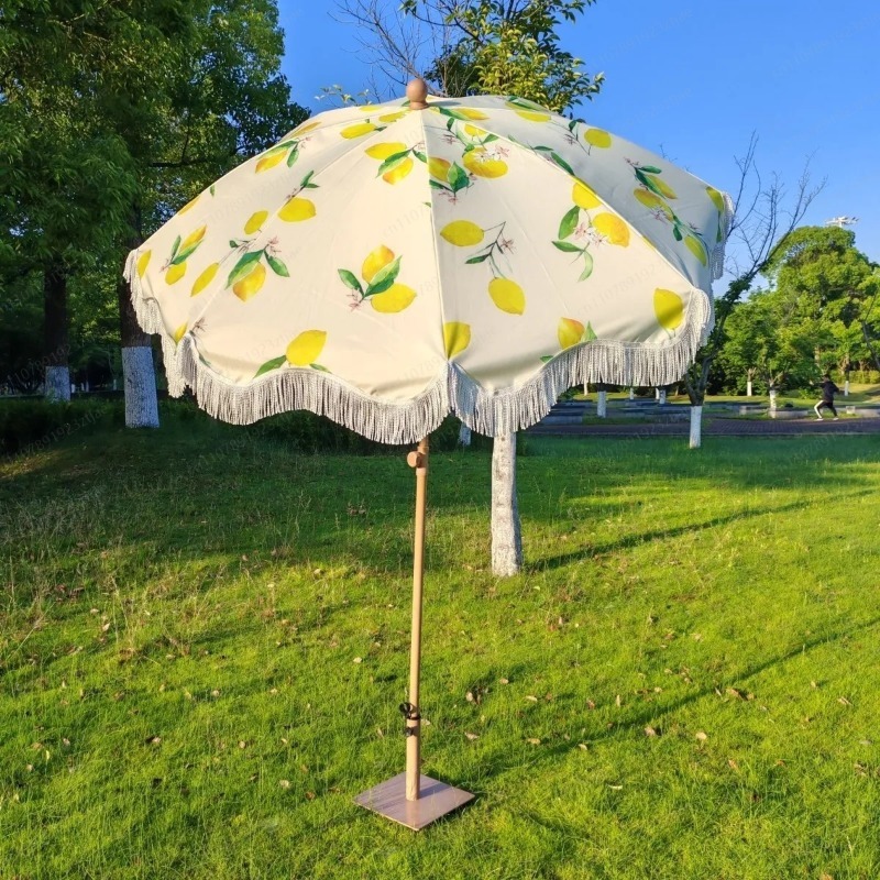 Outdoor Camping Decke - Market Umbrella with Tassel, Outdoor Patio