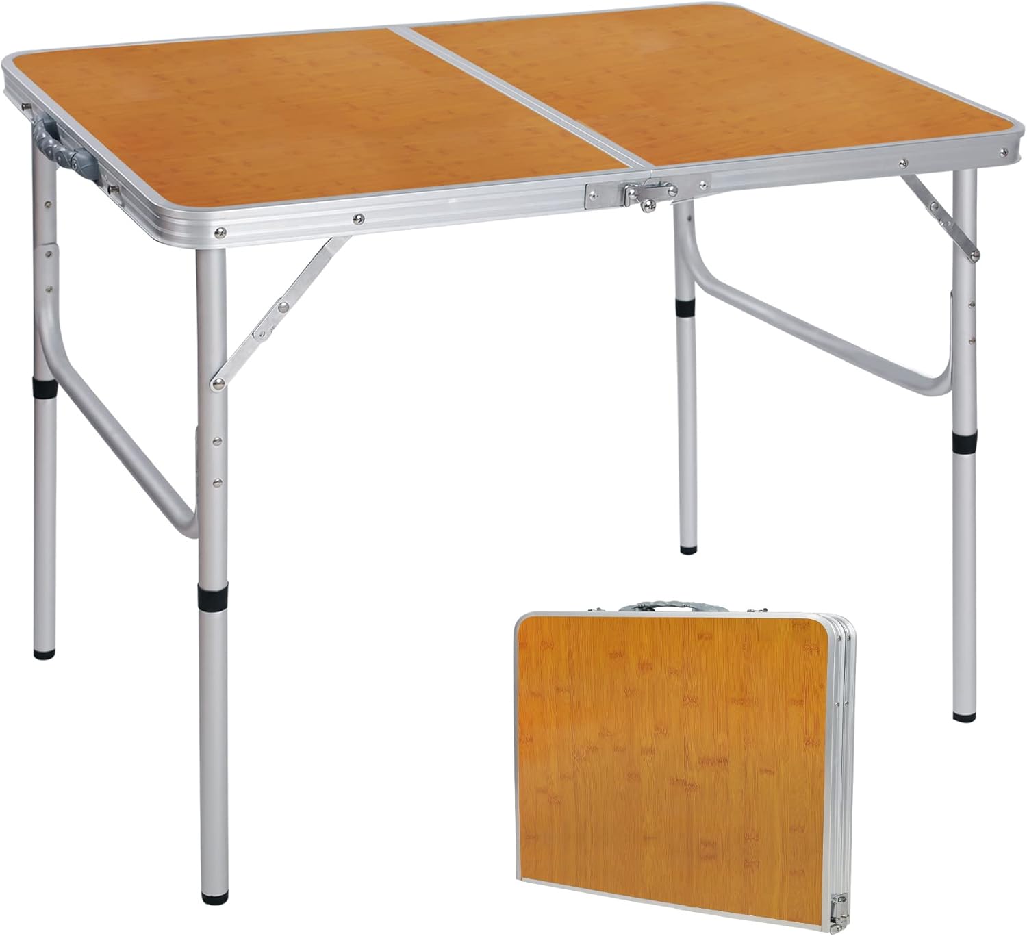 Outdoor Camping Cooking Table - Adjustable Height 35x24-Inch Folding Camping Table,