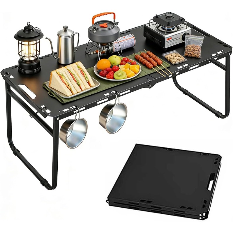 Outdoor Camping Cooking Table - Camping Table Adjustable Folding Portable RV