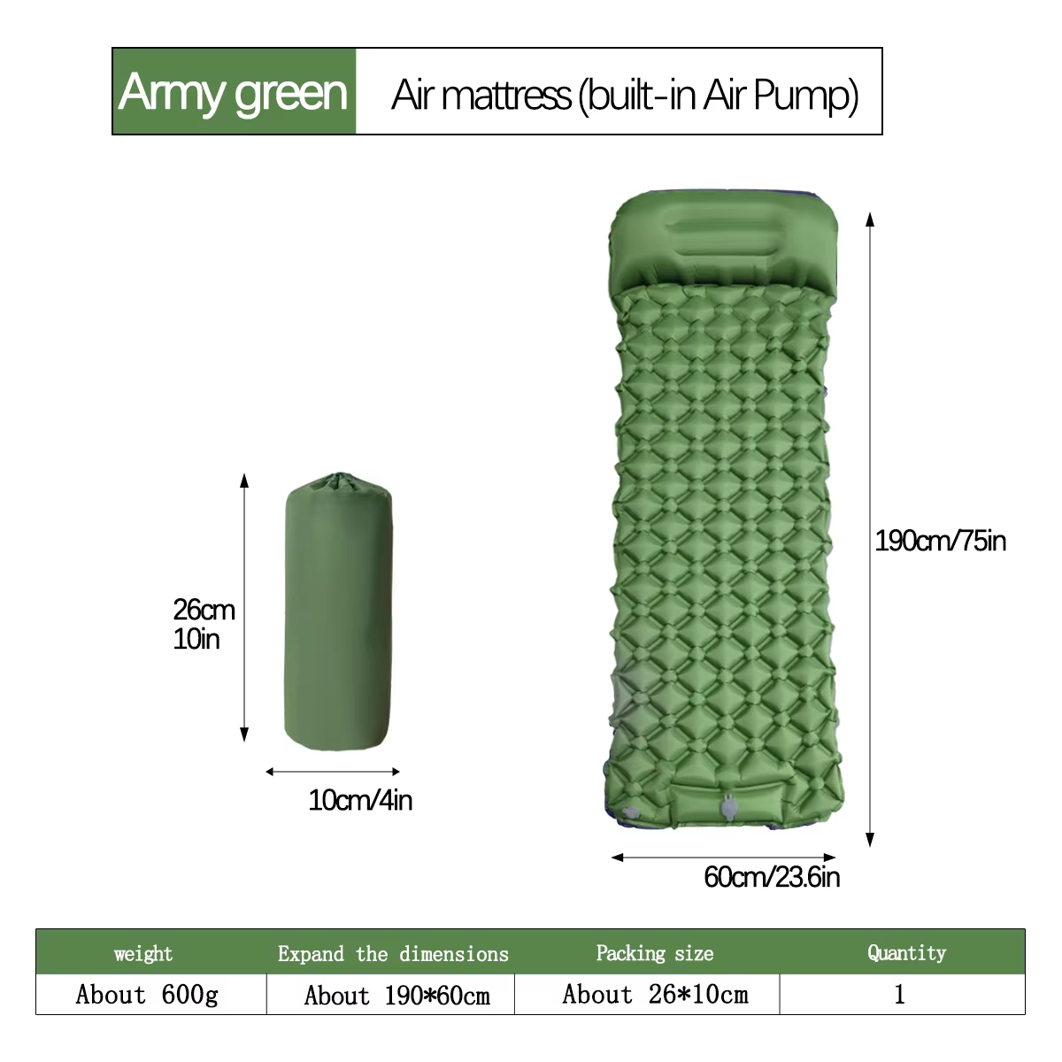 190*60cm Outdoor Camping Infla - Outdoor In Camping 评论和价格