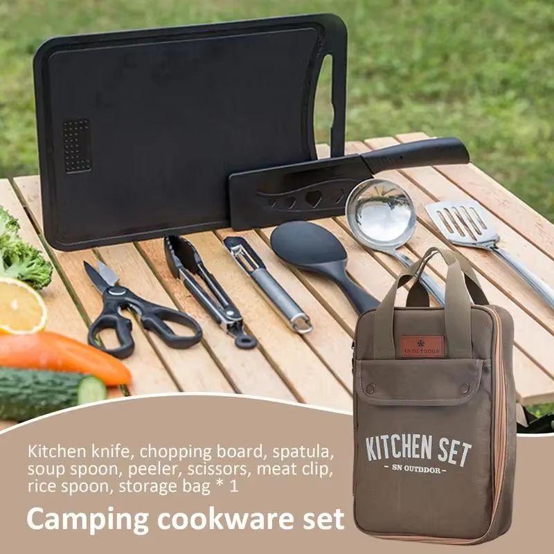 8pcs Camping Kitchen Cookware  - Camp Utensil Set 评论和价格