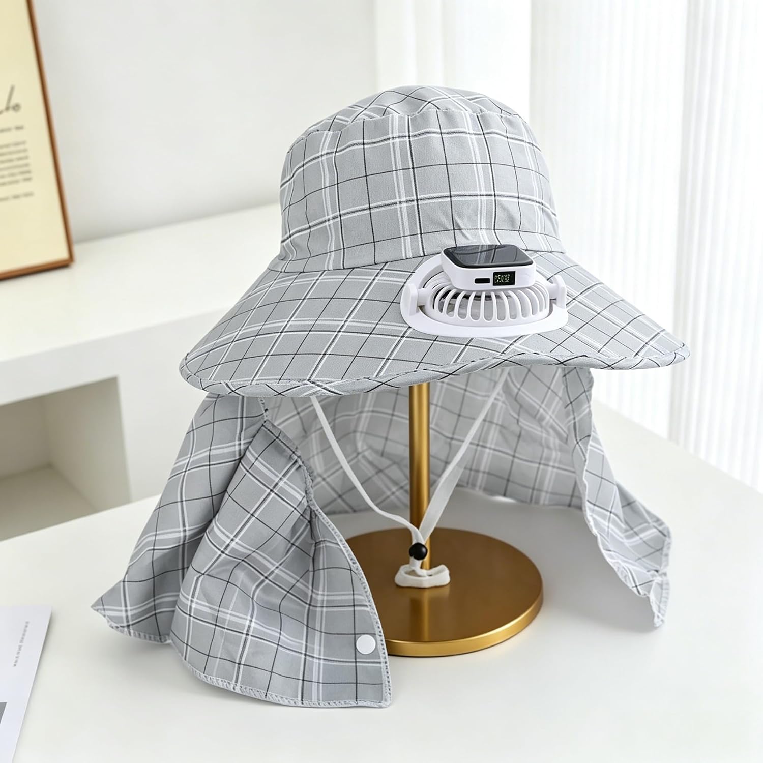 1PC Solar Power Neck Guard Fan - Outdoor Camping Hat 评论和价格