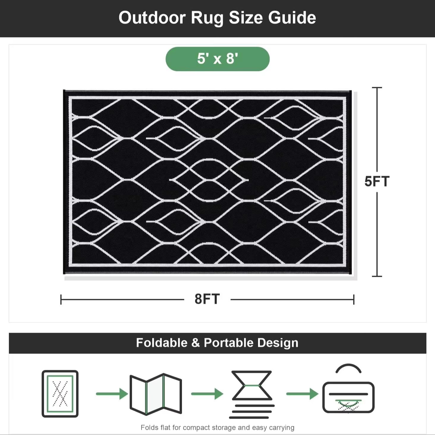 5x8 FT Indoor Outdoor Rug Wate - Outdoor Camping Decke 评论和价格