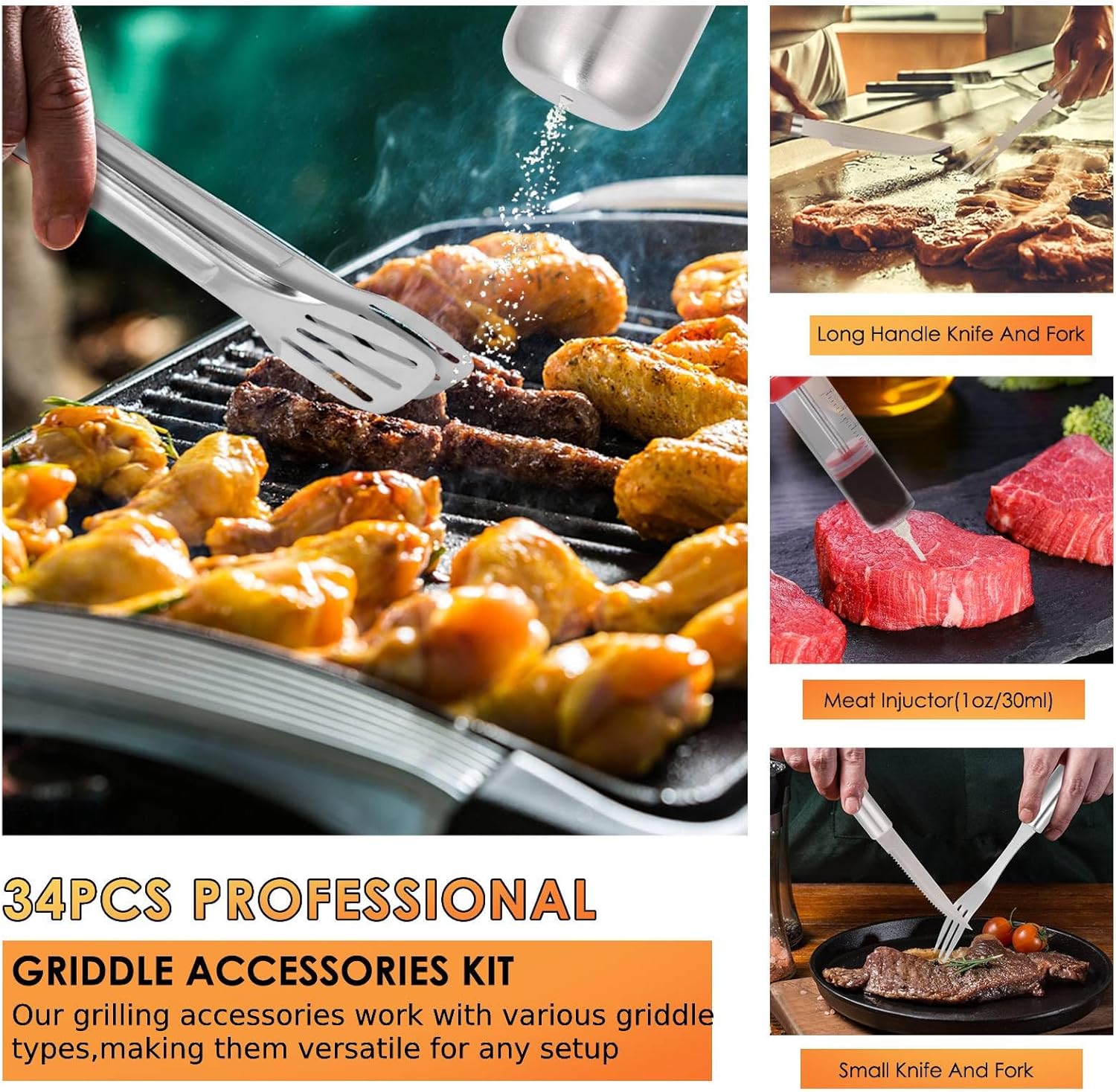 34Pcs Heavy Duty Grill Tools S - Camp Utensil Set 评论和价格