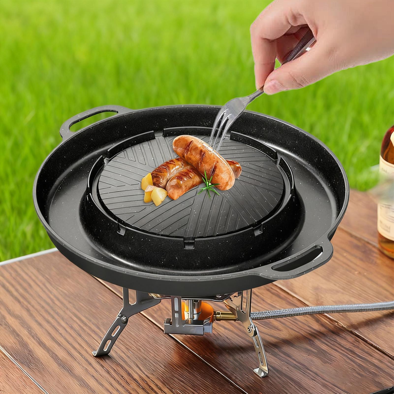 2-in-1 Grill & Hot Pan for Sto - Outdoor Camping Cooking Table 评论和价格