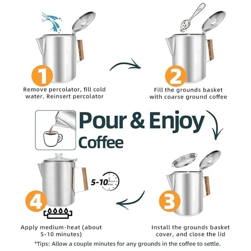 Stainless Steel Camping Coffee - Camp Percolator Coffee 评论和价格