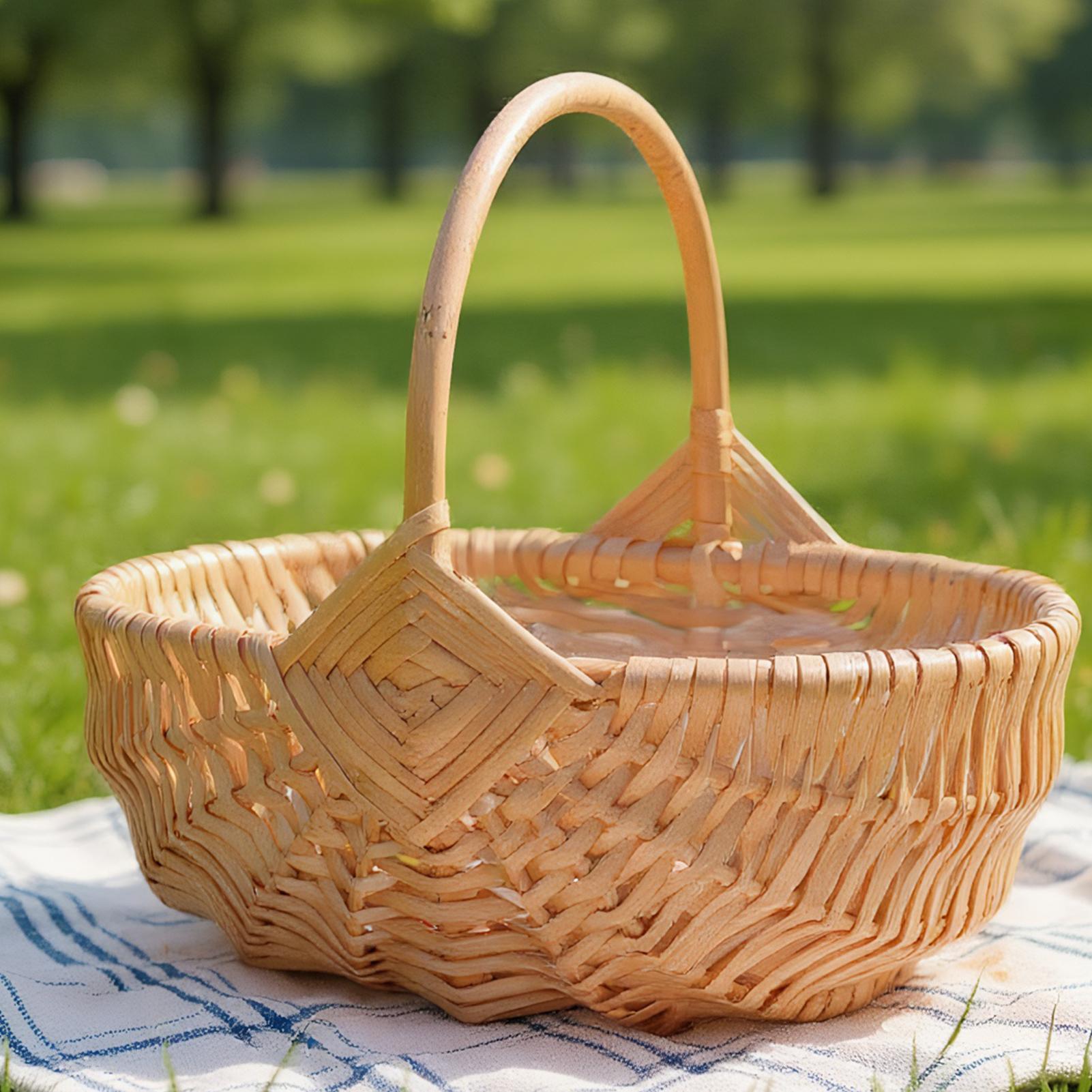 Woven Wicker Picnic Basket Wit - Outdoor Camping Activities 评论和价格