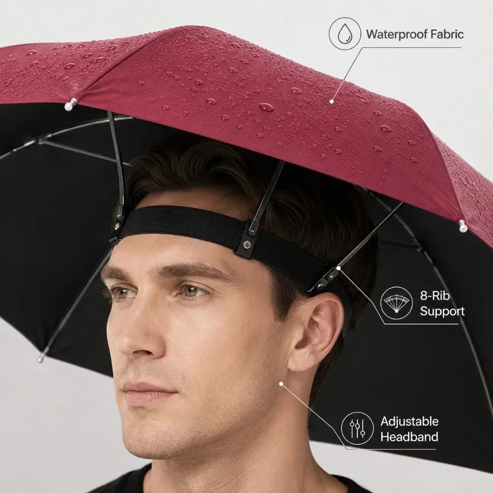 Foldable Head Umbrella Hat Han - Outdoor Camping Hat 评论和价格