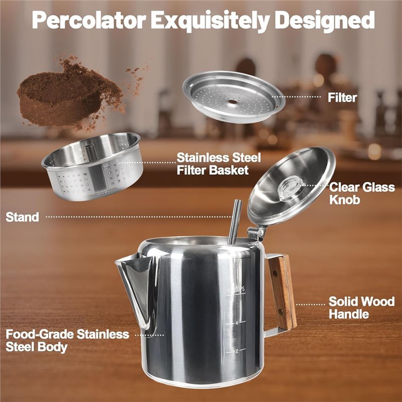NOCM Coffee Pot 6 Cup Percolat - Camp Percolator Coffee 评论和价格