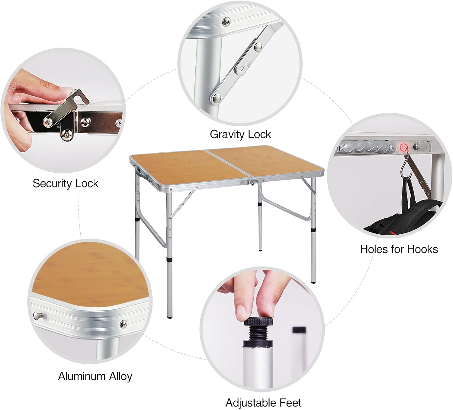 Adjustable Height 35x24-Inch F - Outdoor Camping Cooking Table 评论和价格