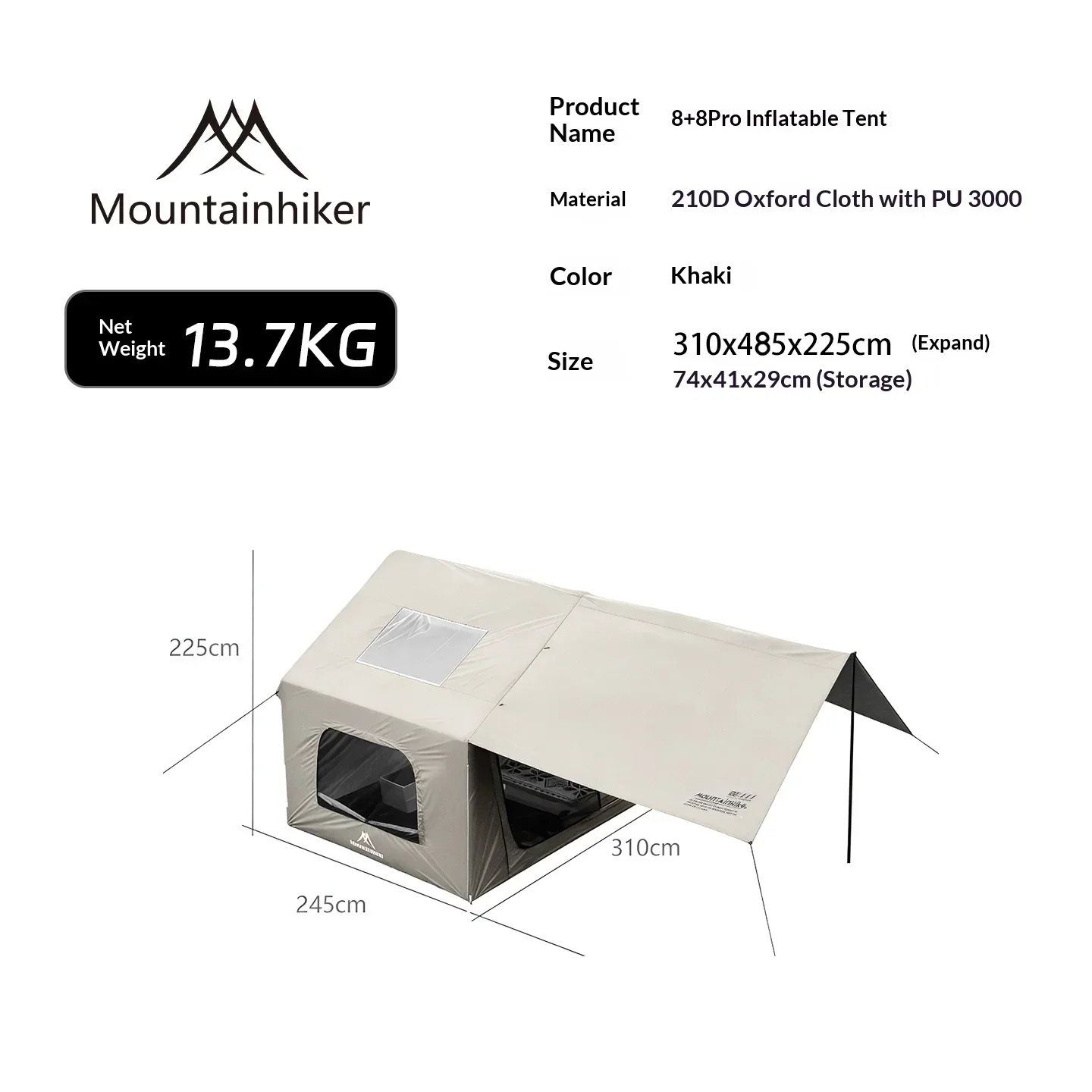 8+8㎡ MOUNTAINHIKER Inflatable  - Outdoor Camping Inflatable Tent 评论和价格