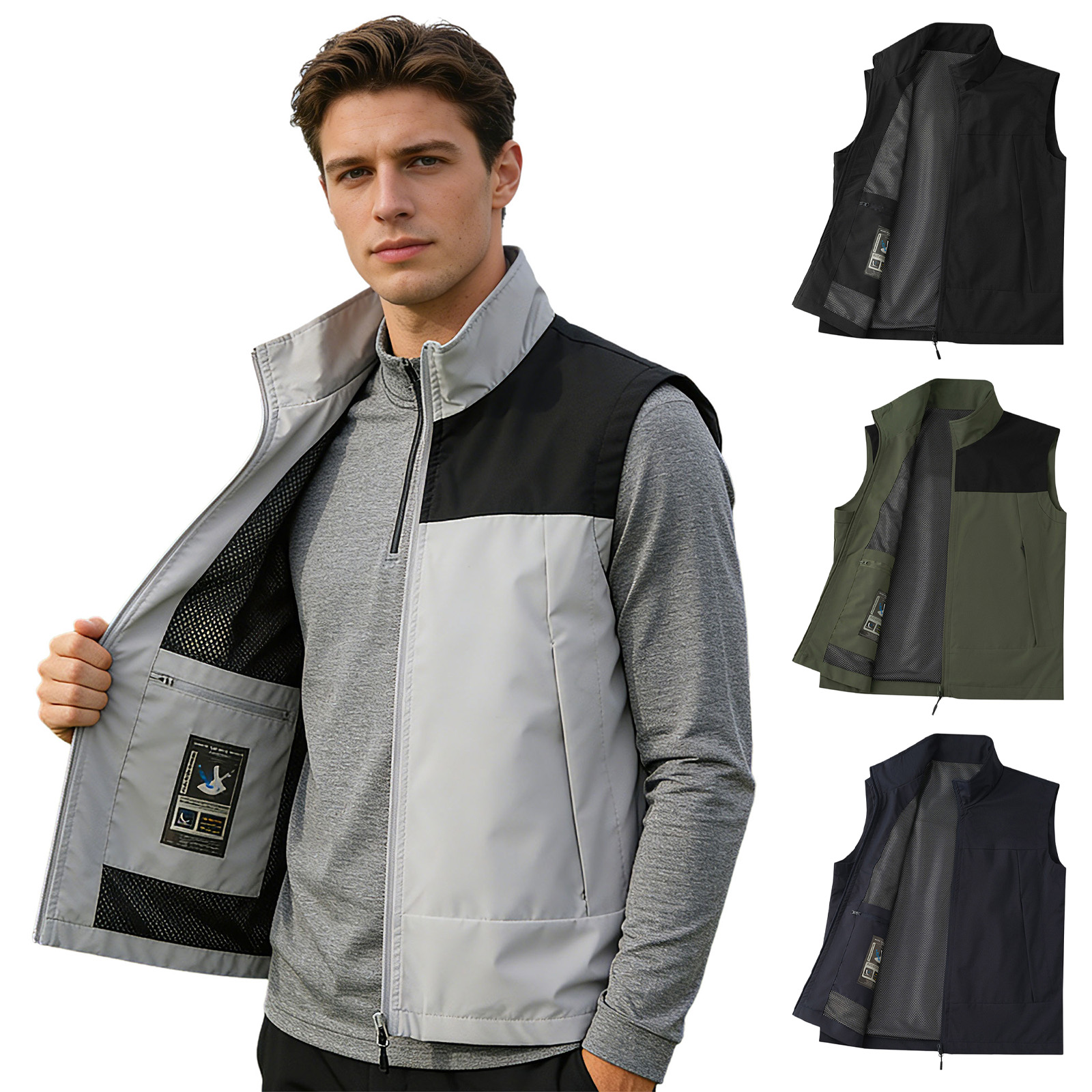 #M-5XL Men Golf Vest Stand Col - Outdoor Camping In Winter 评论和价格