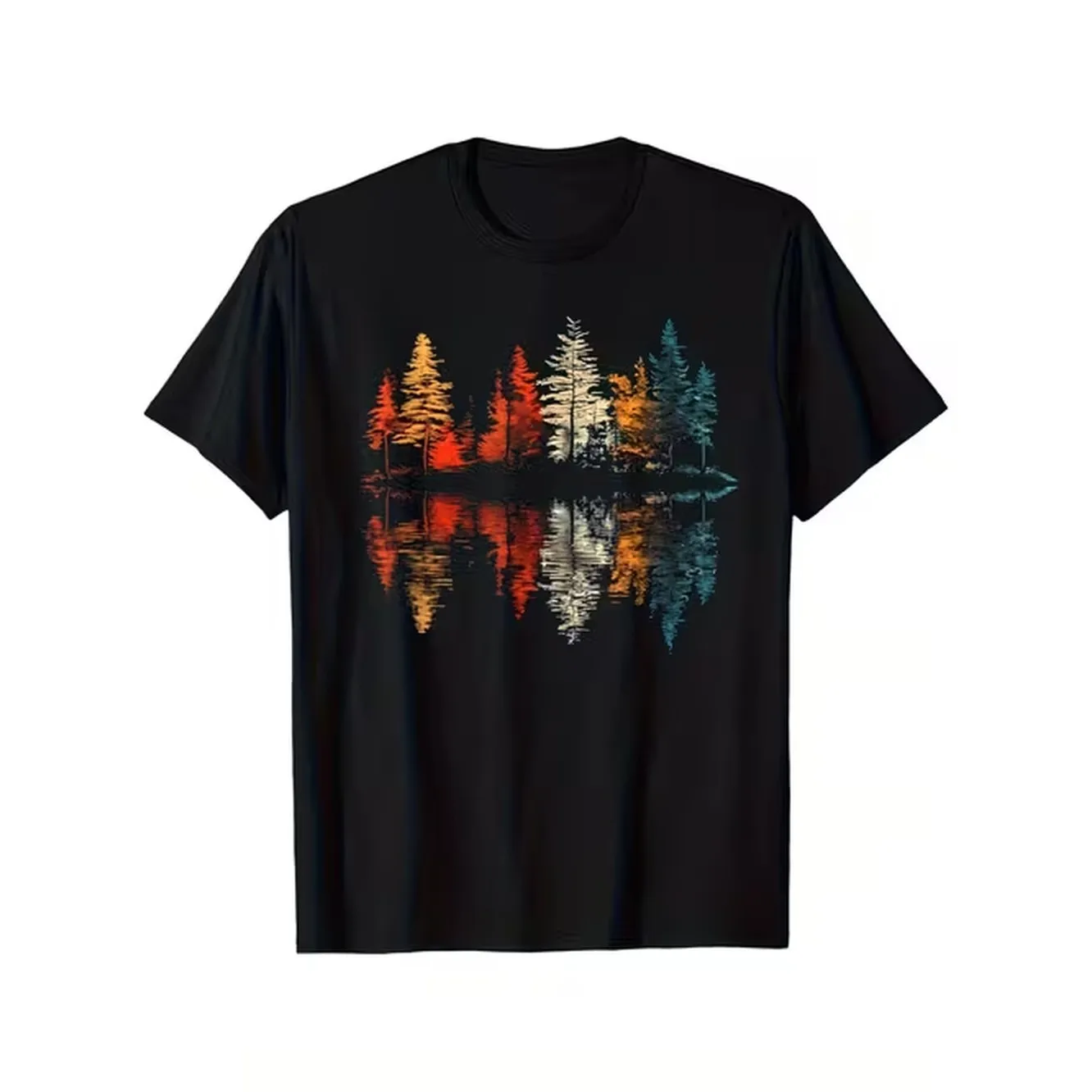 Mens Retro Reflection Print T  - Outdoor Camping Activities 评论和价格