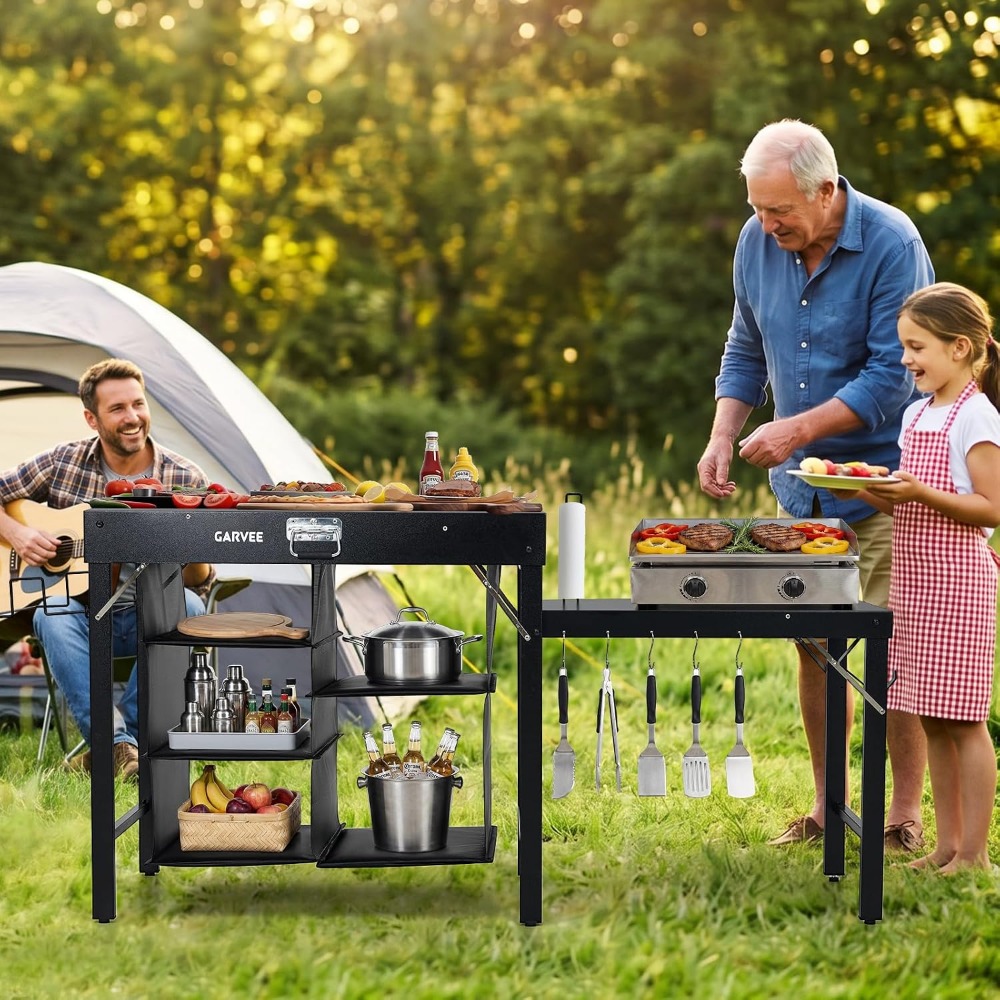 Foldable Metal Grill Table wit - Outdoor Camping Cooking Table 评论和价格