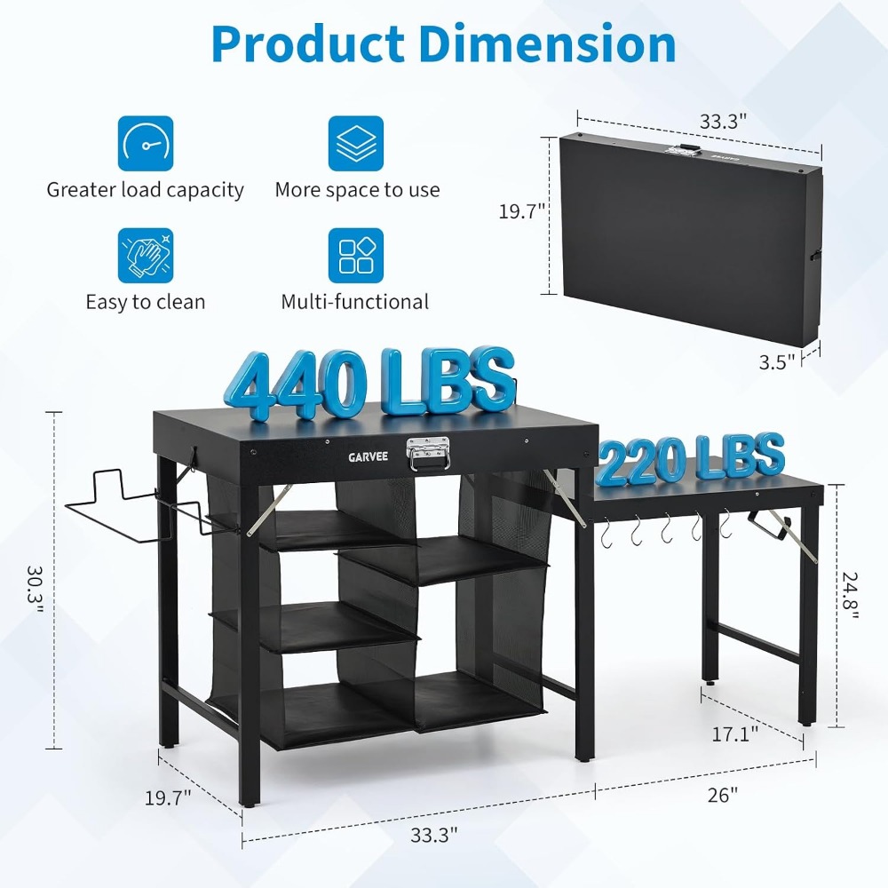 Foldable Metal Grill Table wit - Outdoor Camping Cooking Table 评论和价格