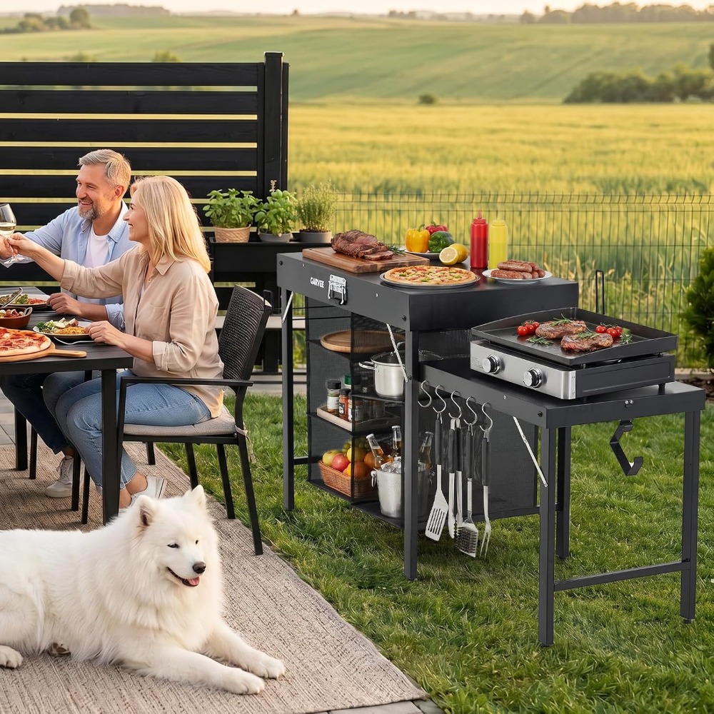 Foldable Metal Grill Table wit - Outdoor Camping Cooking Table 评论和价格