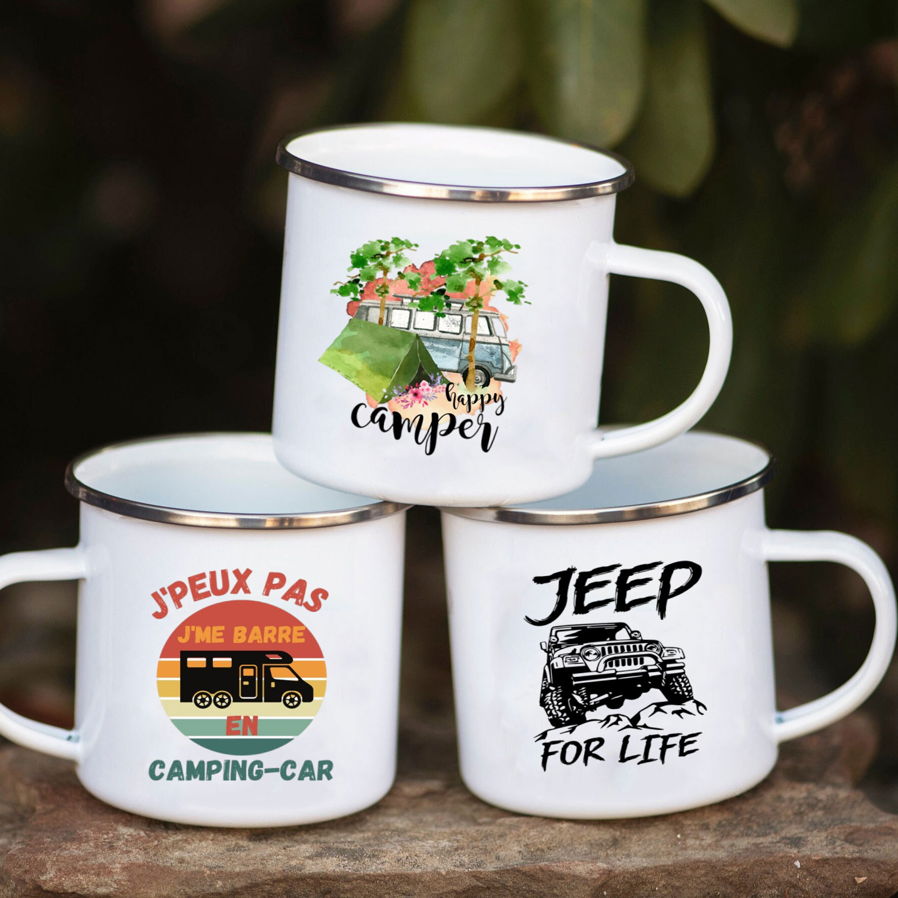 Camping Car Enamel Mug Adventu - Outdoor Camping Van 评论和价格
