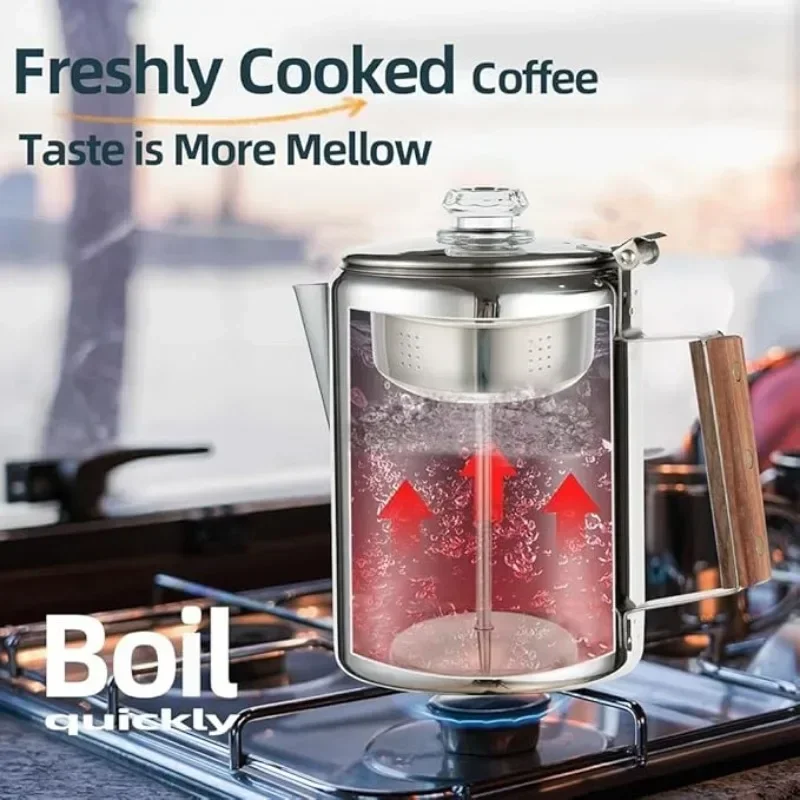 Stainless Steel Coffee Percola - Camp Percolator Coffee 评论和价格