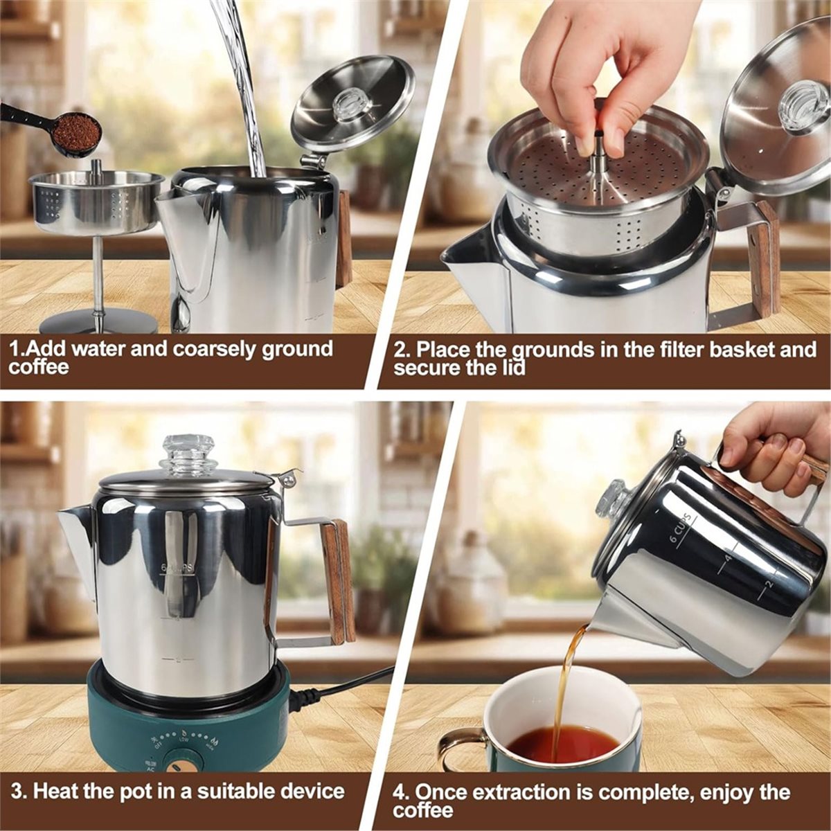 6 Cup Percolator 304 Stainless - Camp Percolator Coffee 评论和价格