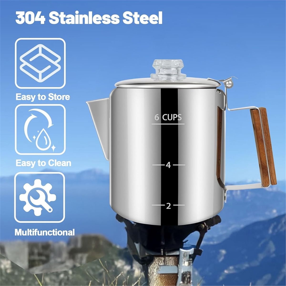 6 Cup Percolator 304 Stainless - Camp Percolator Coffee 评论和价格