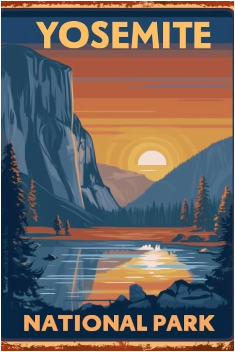 Hiking-Camping Metal-Sign Wall - Outdoor Camping Yosemite 评论和价格