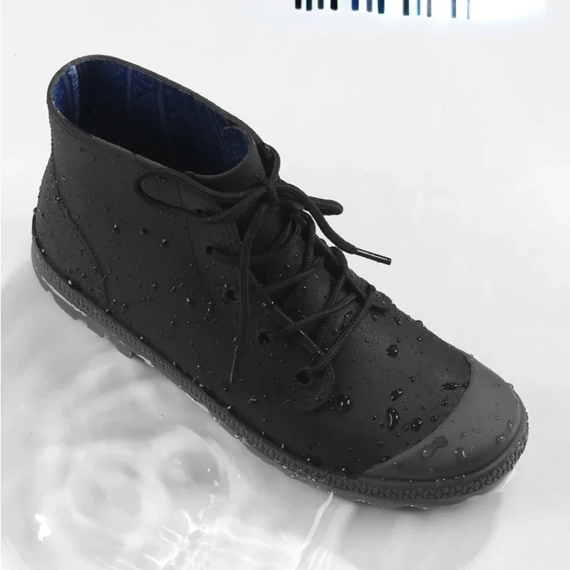 Winter Men Rain Boots Lace-up  - Outdoor Camping In Winter 评论和价格